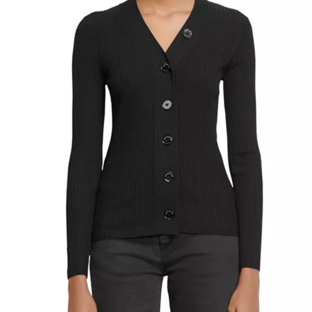 Sandro Black Gabrielle Ribbed Knit Cardigan. Size 3